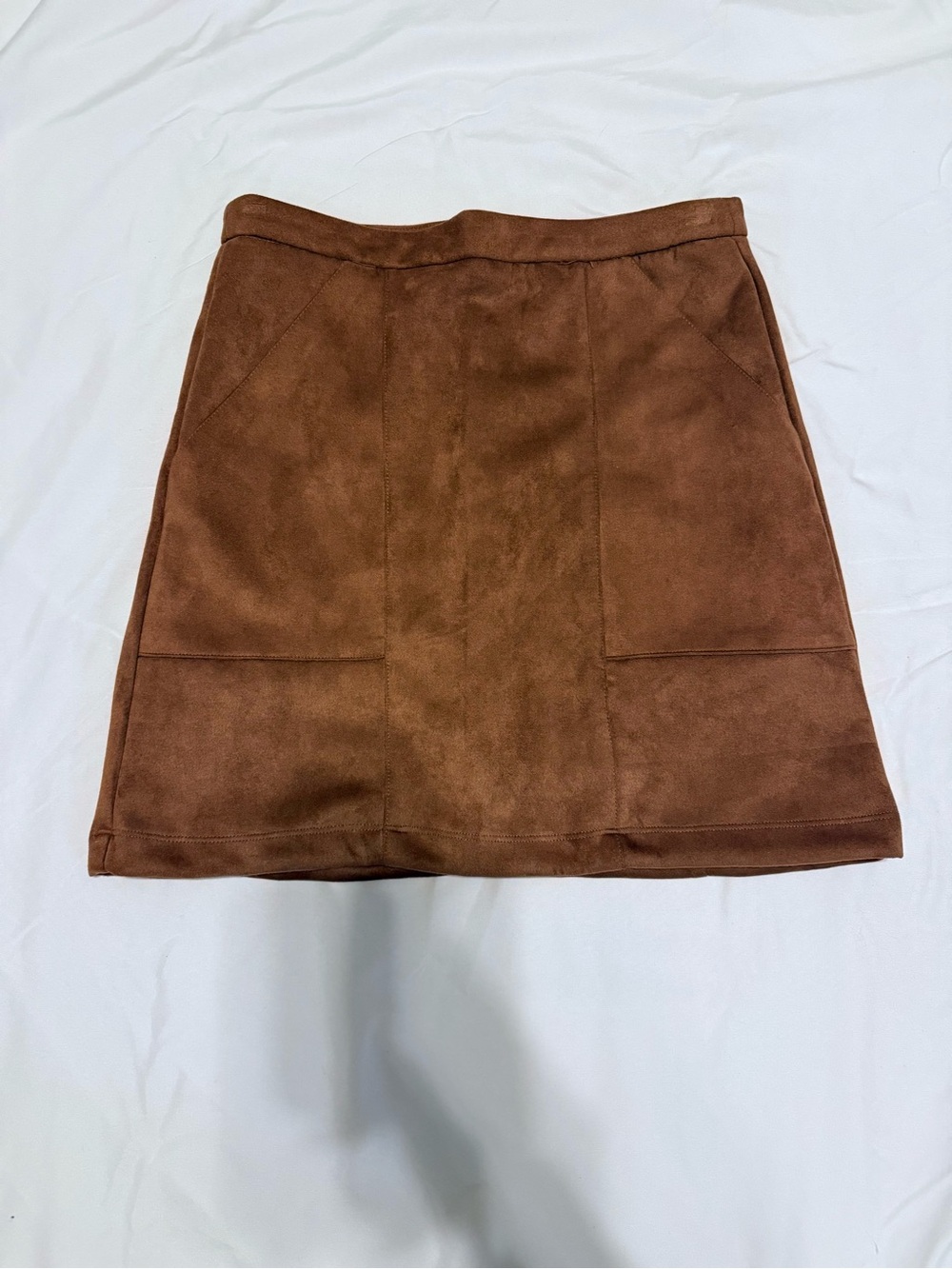 Chestnut Suede-Look Mini Skirt